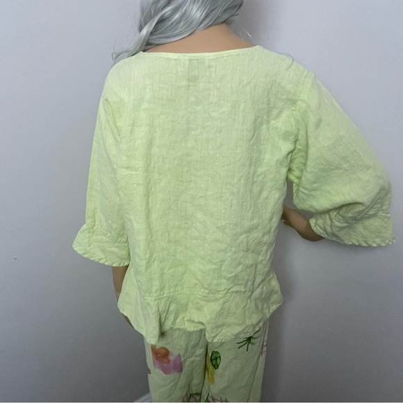 Liz and June Hand-Painted Linen Top & Pants Set – Size Large - Picture 8 of 16